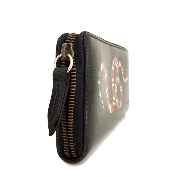 Gucci King Snake Printed Black Leather #75396G15 - Picture 3 of 8